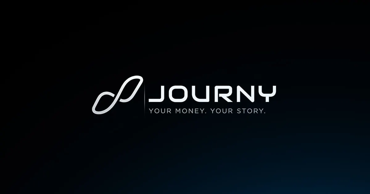 Journy logo and the line “Your money. Your story.” on a dark blue gradient